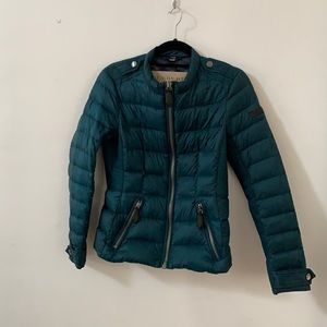 Burberry Brit Puffer Jacket Coat!! Green/Blue/Teal. Like new! S / Petite